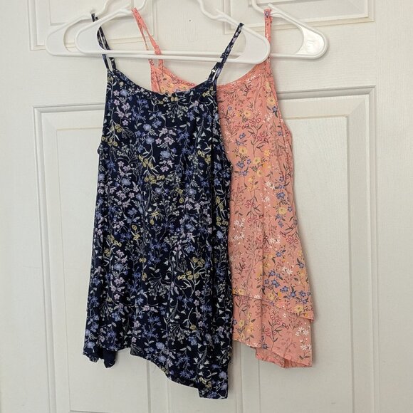 Set 2 Girl's Old Navy Top Blouse Size 10/12 Blue - Orange - Picture 1 of 7